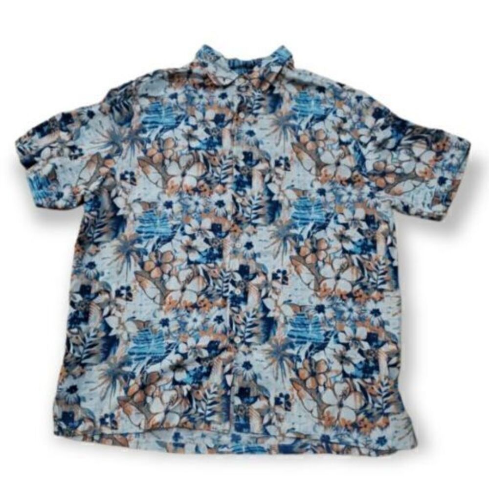 Margaritaville Silk/Linen Button Up Mens Shirt XL Jimmy‎ Buffett Parrothead